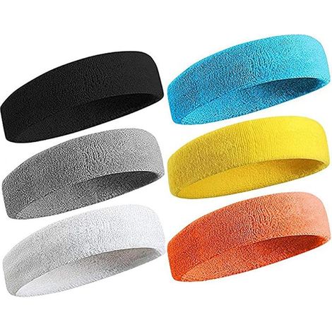 6 Pièces Bandeau de Sport pour Hommes et Femmes,Elastique Antidérapant Bandeau Cheveux Sueur Absorbant pour Sports (1/5)