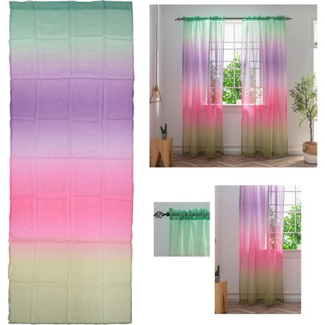 Rideaux occultants en tulle aux couleurs de l'arc-en-ciel, rideaux prêts à poser pour la maison, chambres, salons, balcons, cloisons, stores verticaux, rideaux finis, couleur pastel, tous en tulle. (1/5)