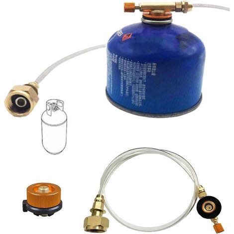 Adaptateur de recharge de propane pour réchaud à gaz de camping extérieur, compatible avec les bouteilles plates de GPL et les raccords de réservoir. (1/4)