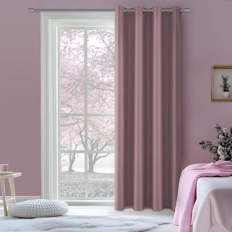 Rideau Occultant Thermiques 140x240 CM, Rideaux Thermiques Isolants Anti Froid Rideau Opaque Rose Poudré à Oeillets pour Porte Fenetre Chambre Fille Salon, 1 Pièce (1/5)