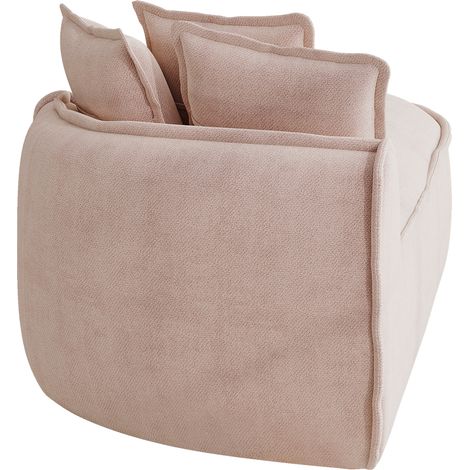 Canapé Manchester avec méridienne droite et coussins en chenille rose (1/5)