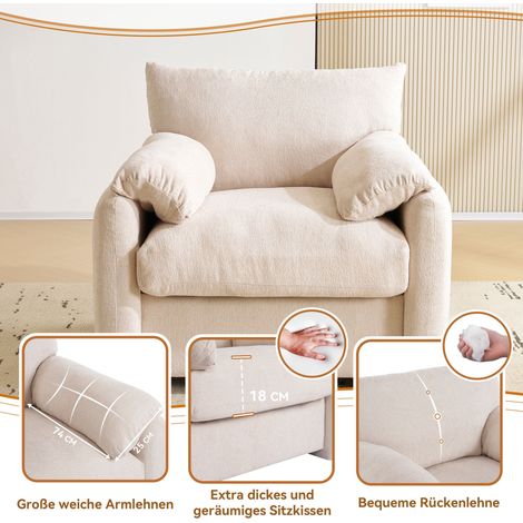 Modulares Sofa aus Chenille in Beige 96 x 82 x 84 cm HOMAIRE (1/5)