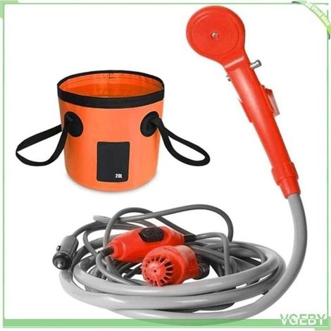 Douche de camping portable - FAFEICY - 12V - Seau pliable 20L - Câble allume‑cigare 4m - Tuyau 2m (1/5)