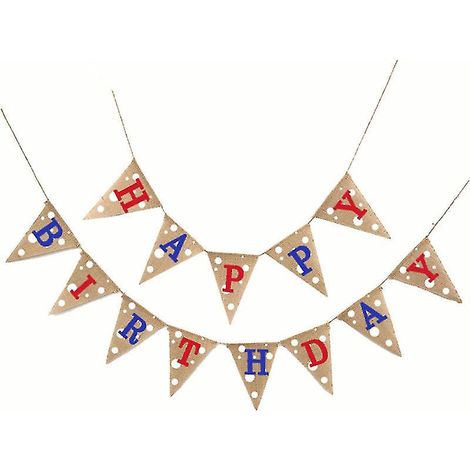 Nouvelle bannière d'anniversaire en toile de jute (1 pièce) (1/3)