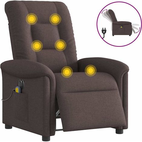 Massagesessel Elektrisch Dunkelbraun Stoff