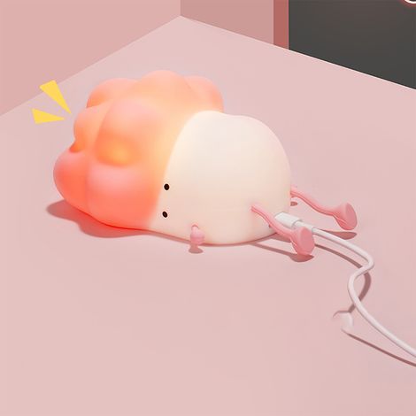 Miniatur-Silikonlampe in Form eines rosa Kohls, berührungsempfindlich, sanftes Nachtlicht für Schlafzimmer oder Nachttisch, LED-Lampe zum Füttern von Babys. (1/5)
