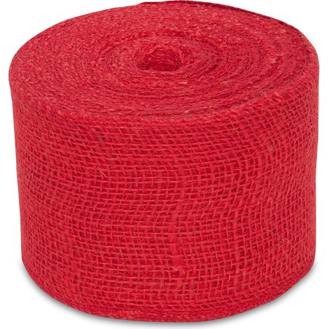 Jute-Wickelstreifen , Jutegewebe, Juteband, Deko-Band, Bastelband aus Jute, rot, 6 cm x 10 m (1/5)