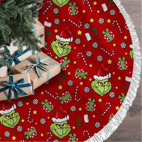 Jupe de sapin de Noël, style champêtre, imprimé flocons de neige blancs, convenant à une utilisation intérieure et extérieure. (1/5)