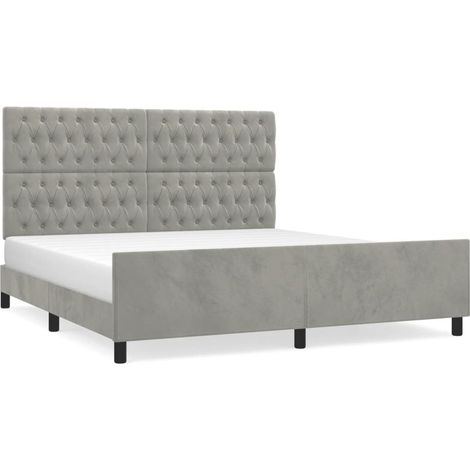 Maison Exclusive - Giroletto con Testiera Grigio Chiaro 180x200 cm in Velluto (1/5)