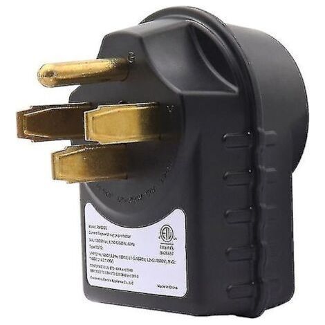 Adaptateur de prise et testeur de surtension 50 A — Convient aux caravanes (1 unité, noir) (1/5)