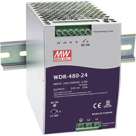 Alimentation rail DIN MW Mean Well WDR-480-24 20 A 480 W 1 x A022121 (1/2)