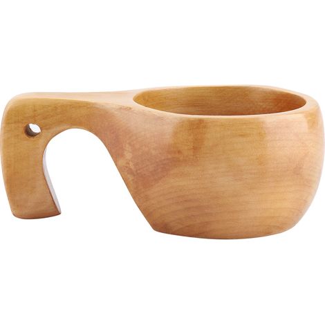 Lot en bois naturel de 3 tasses à café/thé portables avec anse, mugs pour boissons en extérieur. (1/5)