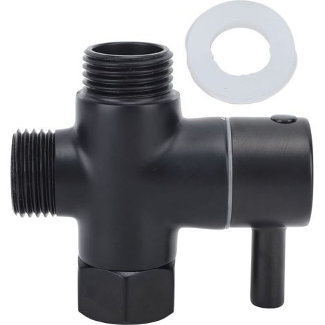 3-Wege-G1/2-Kupfer-Duschumstellventil für Handbrausearm, schwarz (1/5)