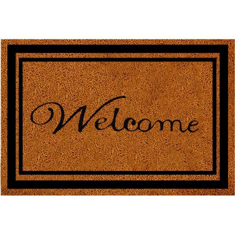 Tapis d'entrée en noix de coco pour l'intérieur - Tapis naturel anti-salissures, résistant aux intempéries et antidérapant pour couloir, terrasse, entrée (1/4)