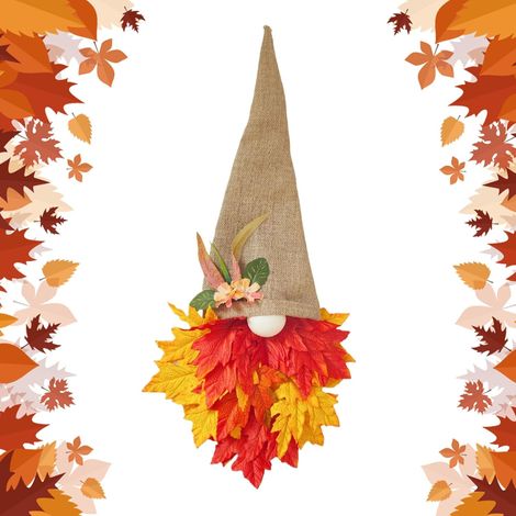 Couronne de GNOME d'automne - Couronne Rustique Thanksgiving Feuilles d'Érable Décoration Colorée d'halloween pour Intérieur Extérieur Salon Jardin Patio Mur Balcon Ferme (1/5)