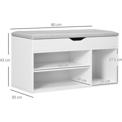 Étagère à chaussures peu encombrante avec banc de rangement et compartiments ouverts (1/5)
