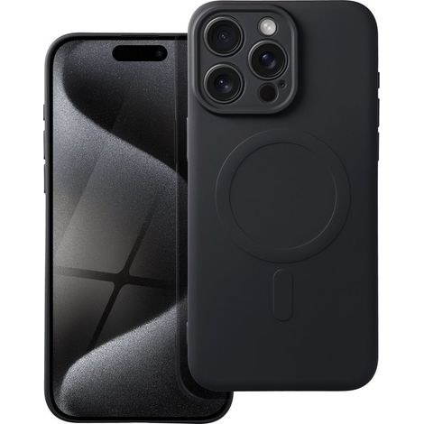 Funda de silicona Mag Cover con MagSafe para iPhone 15 Pro Max, color negro. (1/5)