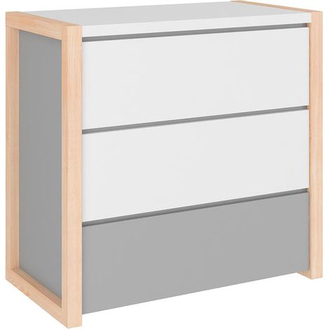 Cassettiera 3 cassetti bianco e grigio 86,5cm (1/4)