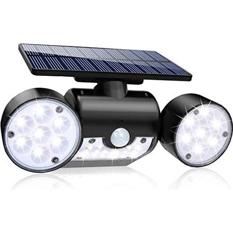 LEMROE Lampe Solaire Exterieur à Détecteur De Mouvement Étanche Spot Eclairage Mural Extérieur Sans Fil avec Têtes Lumière Sécurité IP65 3 (1/5)