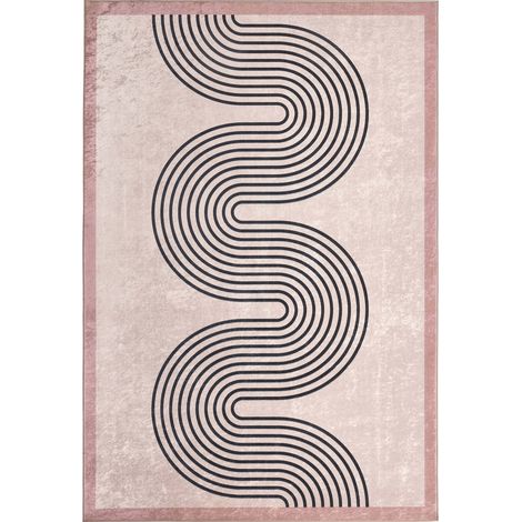 Tapis moderne beige antidérapant lavable en machine - 120 x 160 cm (1/5)