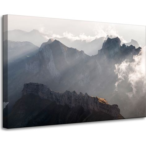 Leinwanddruck Natur Berge in den Wolken 90x60 cm