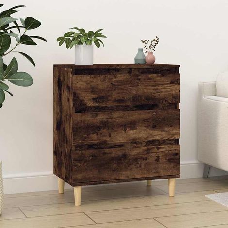 Aparador madera contrachapada color roble ahumado 60x35x70 cm (1/4)