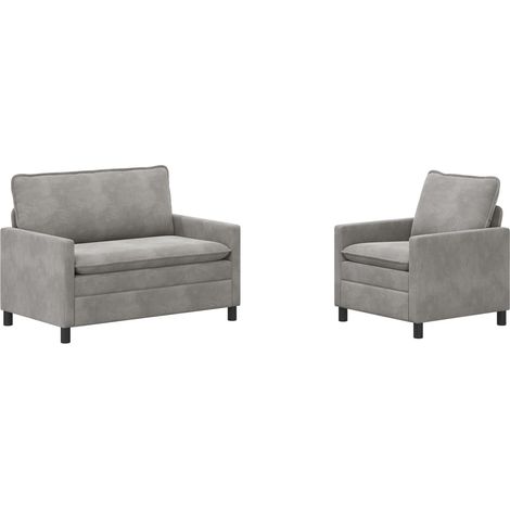 Set di divani 2 pcs Grigio Chiaro Velluto vidaXL (1/5)
