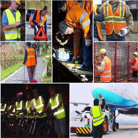 Gilet de sécurité réfléchissant rouge, gilet réfléchissant pour chantier, gilet réfléchissant pour cyclisme, rose rouge (1/5)