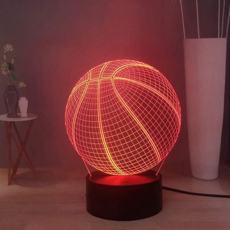 Veilleuse 3D Basketball, Lampe de table LED 16 couleurs, Touche USB, Décoration intérieure Sport, Lampe de chevet créative pour garçons et hommes (1/5)
