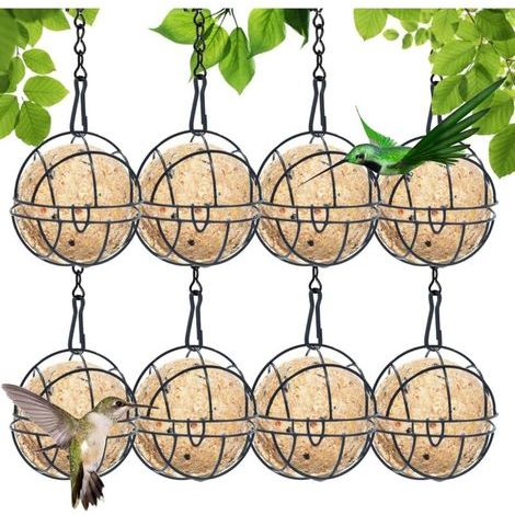 Mangeoires pour Oiseaux Sauvages. 8pcs Mangeoire à Oiseaux Suspendue à Boule.Bird Feeder pour Petits Oiseaux Sauvages.Métal Boule de Graisse Oiseau Mangeoire pour l'extérieur et l'intérieur (1/5)