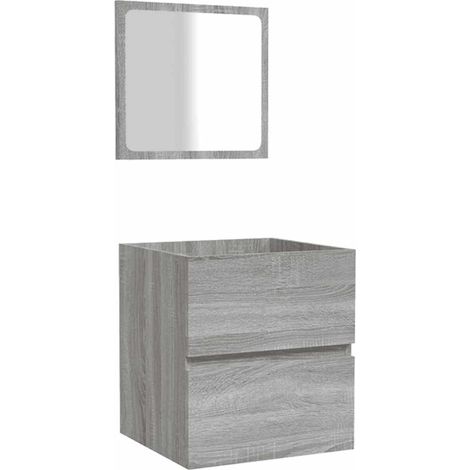 Armoire de bain et miroir Sonoma gris Bois d'ingénierie