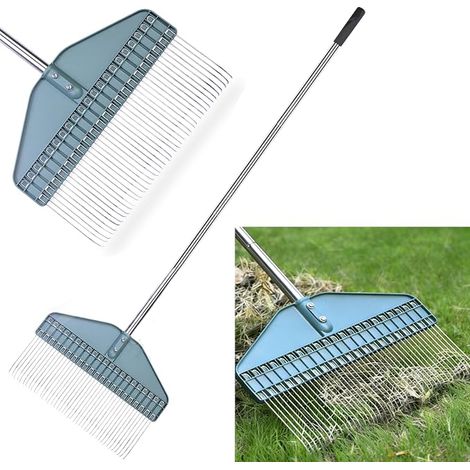 Lawn Rake, Leaf Rake, Garden Rake with 17 Inch Head - 66 inch Stainless Steel Handle for Yard Lawn Shrub Garden Beds Chicken Coop (1/5)
