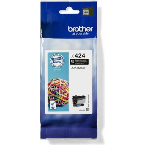 Cartouche d'encre LC424BK - BROTHER - Noir haute capacité de 750 pages - Pour DCP-J1200W (1/5)