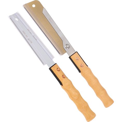 Scie à main à dos doré et scie à dents fines double face 7 pouces pour coupe affleurante en bois (1/5)