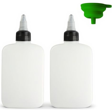 2 bouteilles huile/sauce 120 ml – flacons souples plastique avec embouts et entonnoir pour vinaigre, ketchup, huile