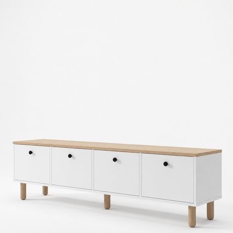 TV-Schrank aus Holz "Pura" – 180 x 50 x 40 cm – Eiche Saphir / Weiß (1/5)