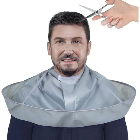 Babero de barbero, capa-chal impermeable (con banda para el cuello ajustable en forma de paraguas). (1/5)