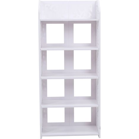 Armadio Scarpe Porta Scarpe, Scaffale Portascarpe Scarpiera da Ingresso, Scaffale portaoggetti in PVC per Scarpe Libri CD, Motivo Traforato, Colore: Bianco (5 Ripiani) (1/5)