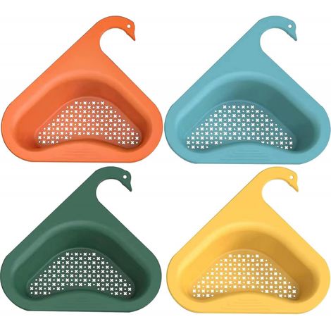 Lot de 4 passoires d'évier en forme de cygne, égouttoir triangulaire pour fruits, légumes, déchets et restes