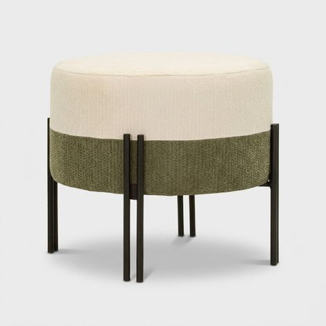 Pouf imbottito rotondo in poliestere e metallo Tedy Sculptural Accent (1/5)