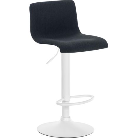 Taburete de bar x1 con reposapiés giratorio respaldo curvado en tela negra y metal blanco 100004981 (1/5)
