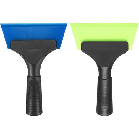 Langer Duschabzieher mit rutschfestem Griff für Windschutzscheibe und Glastür, blau/grün
