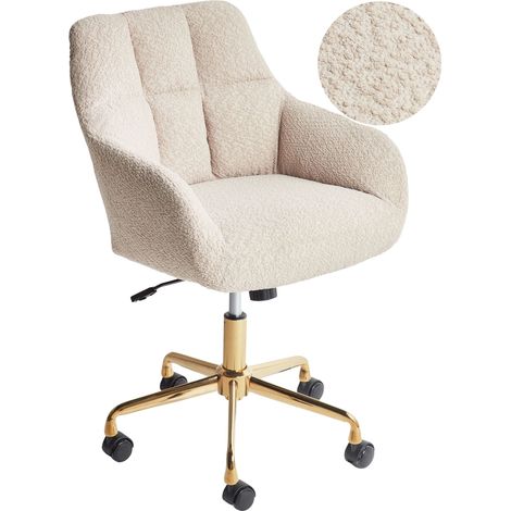 Sedia da ufficio in tessuto Poliestere Teddy Struttura metallica nera Funzione girevole Arredo ufficio regolabile Beige Palmdale (1/5)