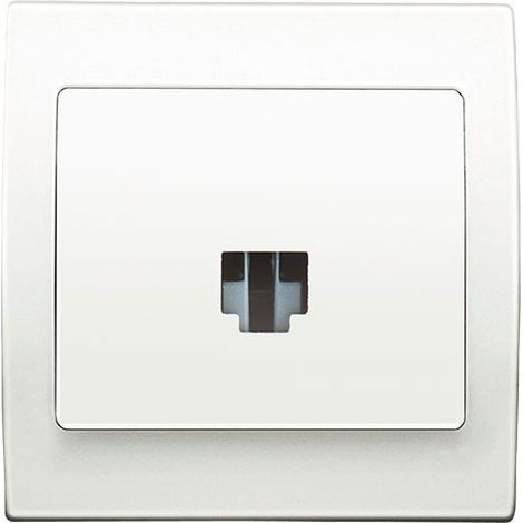 Prise Informatique RJ45 Blanc Delta Iris + Plaque basic Blanc
