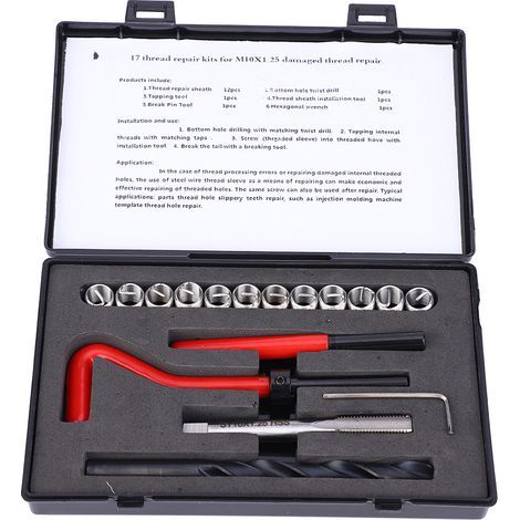 M10x1 Gewindereparaturset, 25, Edelstahl-Gewindebohrer-Set für Innengewinde, 17-teilig (1/5)