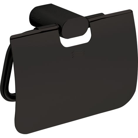Inda - Kippbarer Papierrollenhalter mit mattschwarzem Mito-Deckel (1/2)