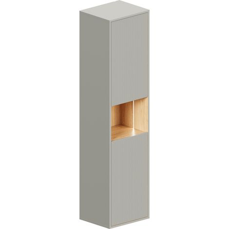 BERNSTEIN - Mobiletto alto pensile grigio seta opaco MDF 42x170x35cm (LxAxP), cerniere flessibili sinistra/destra - BELDIVO	Grigio seta opaco