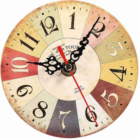 Eosnow 1 Stück künstlerische kreative europäischen Stil Runde antike MDF Home Office Wanduhr Dekoration 2