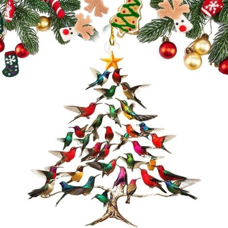 Nouveau pendentif décoratif plat en acrylique en forme d'oiseau, ornement pour sapin de Noël, pendentif de décoration intérieure.