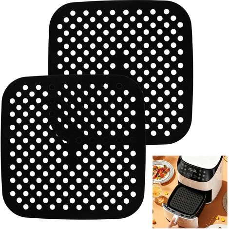 2pcs Size 21.5 x 21.5 cm Reusable and Non-Stick Silicone Mats for Air Fryer, Cooking Accessories, Compatible with Most Standard Deep Fryers (1/5)